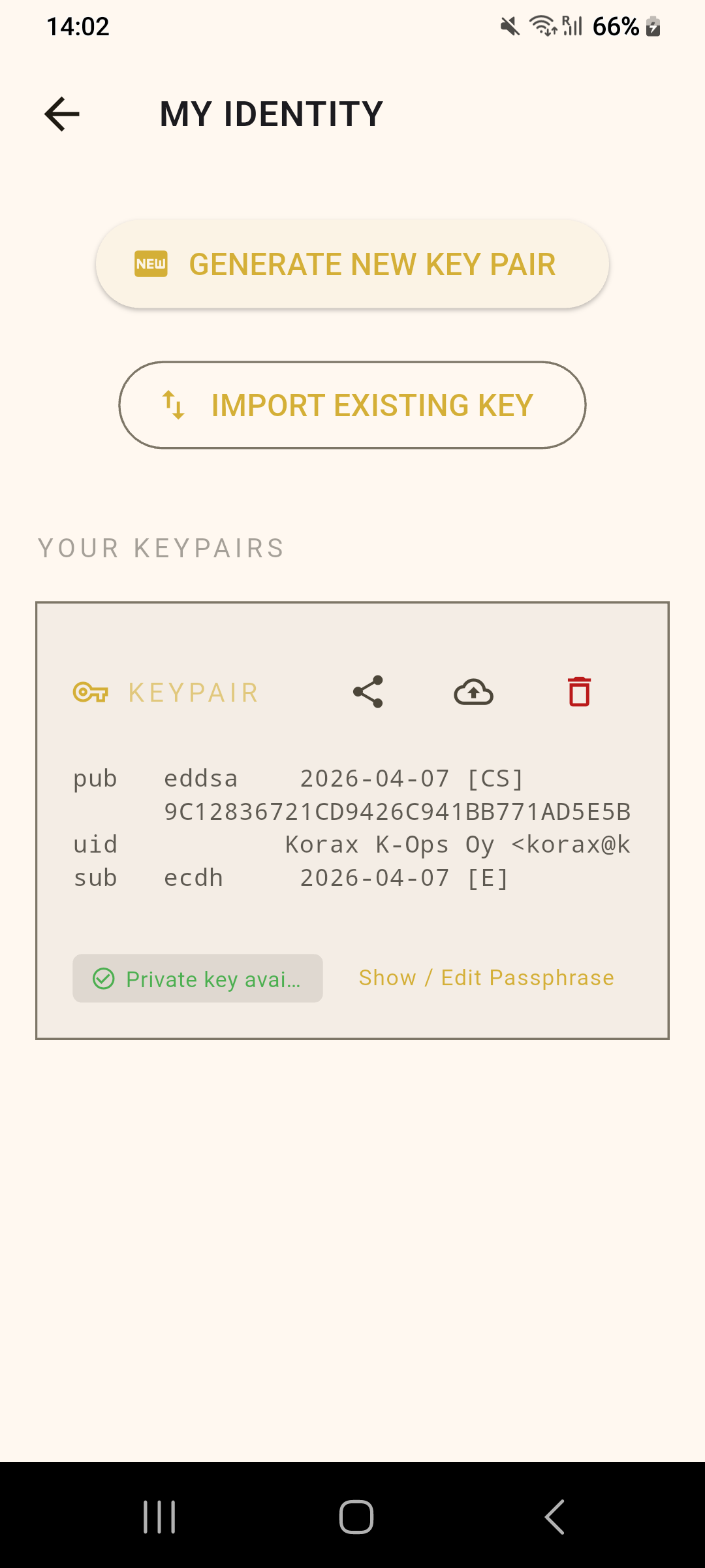 Korax key management — My Identity